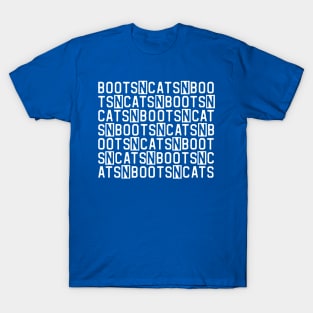 Boots n cats: Say it quickly and voila! you're a beatboxer (white letters with cut outs) T-Shirt